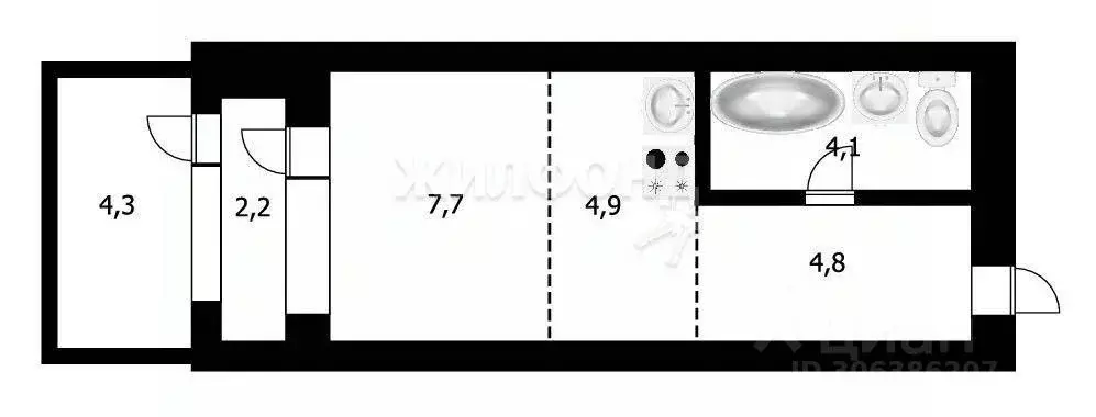 Студия Новосибирская область, Новосибирск Красный просп., 236 (25.0 м) - Фото 1