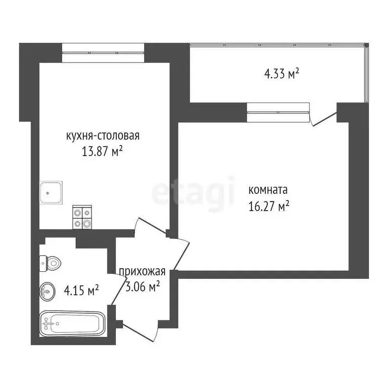 1-комнатная квартира: Сухой Лог, улица Белинского, 40 (36.7 м) - Фото 0