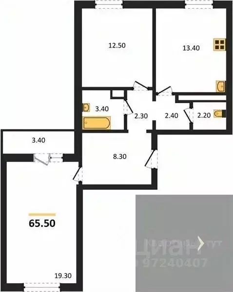 2-к кв. Воронежская область, Воронеж ул. Шидловского, 22 (65.5 м) - Фото 0