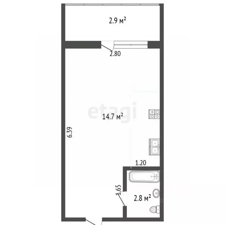 Студия Ростовская область, Ростов-на-Дону ул. Доватора, 235 (20.4 м) - Фото 2