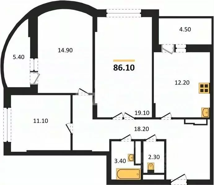 3-к кв. Воронежская область, Воронеж Краснознаменная ул., 57/5 (86.1 ... - Фото 1