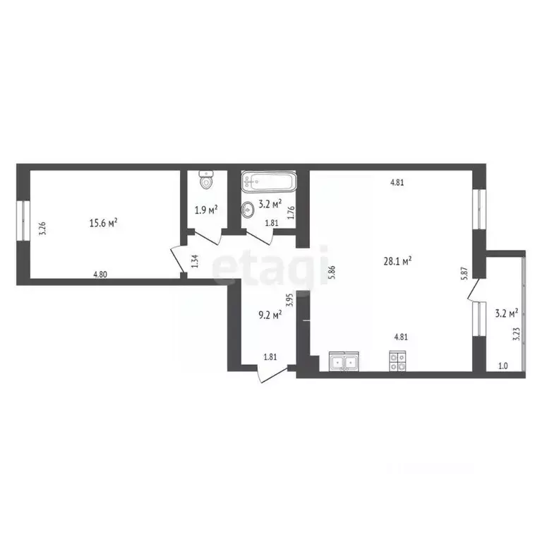 2-к кв. Башкортостан, Стерлитамак просп. Октября, 50 (58.1 м) - Фото 2