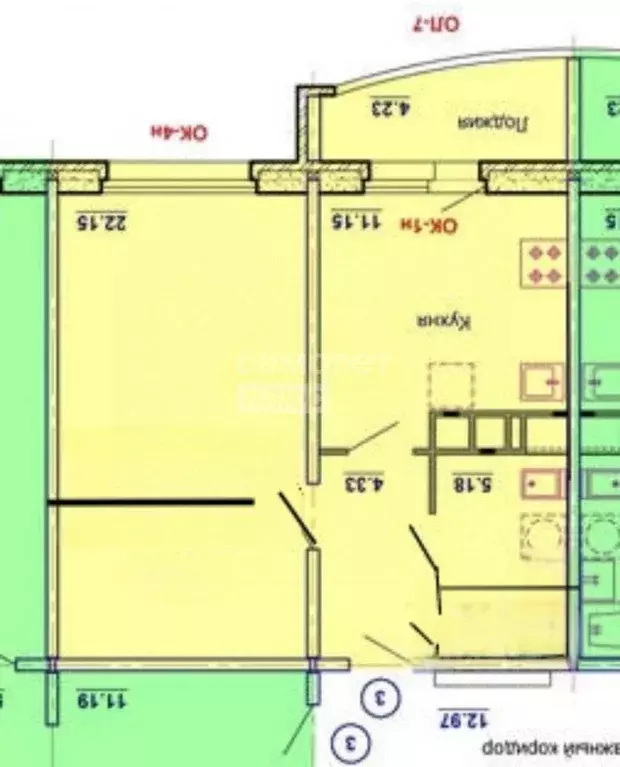 Квартира, 2 комнаты, 42.7 м - Фото 1
