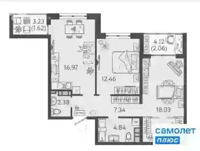 2-комнатная квартира: Краснодар, улица имени Б.С. Кудухова, 1 (65.7 м) - Фото 0