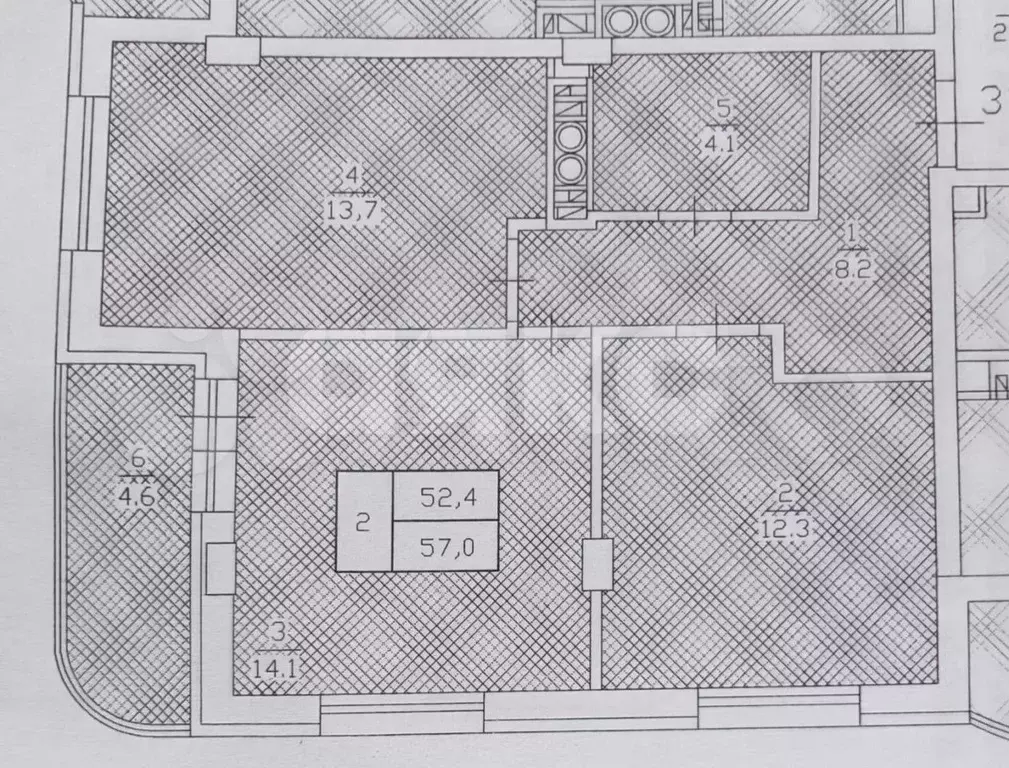 2-к. квартира, 57 м, 5/6 эт. - Фото 0