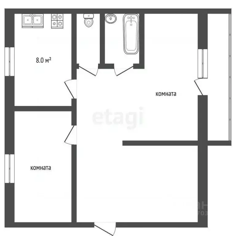 2-к кв. Ямало-Ненецкий АО, Муравленко ул. Ленина, 96 (59.0 м) - Фото 1