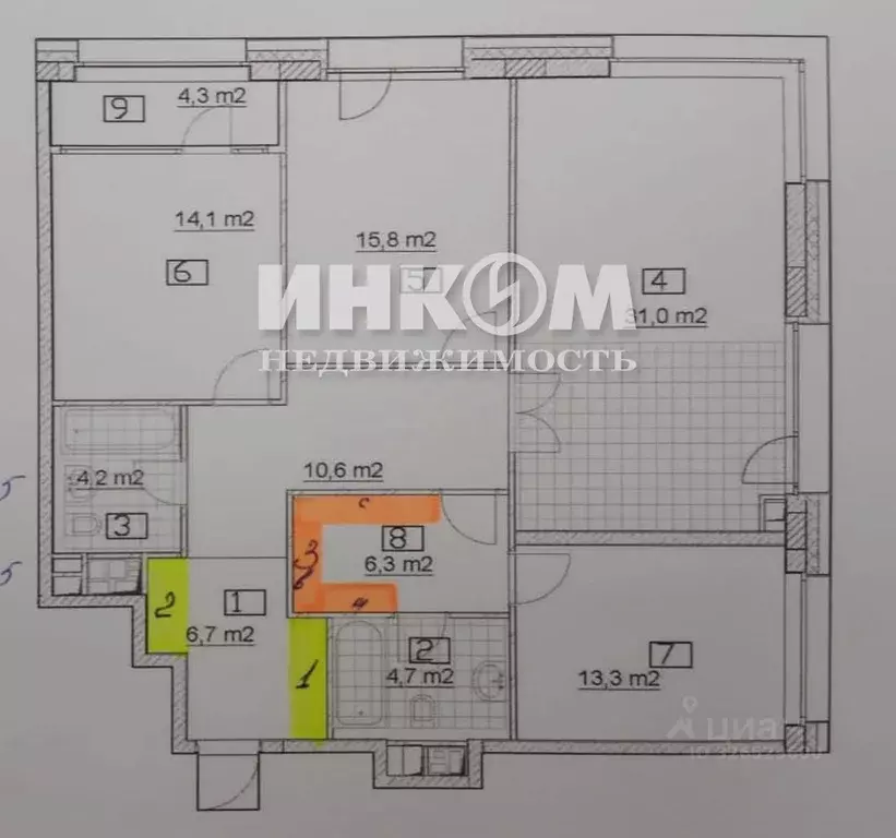 4-к кв. Москва Гжатская ул., 5к8 (111.0 м) - Фото 1