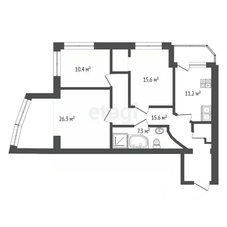 3-к кв. Ростовская область, Таганрог Инструментальная ул., 11В (91.4 ... - Фото 2