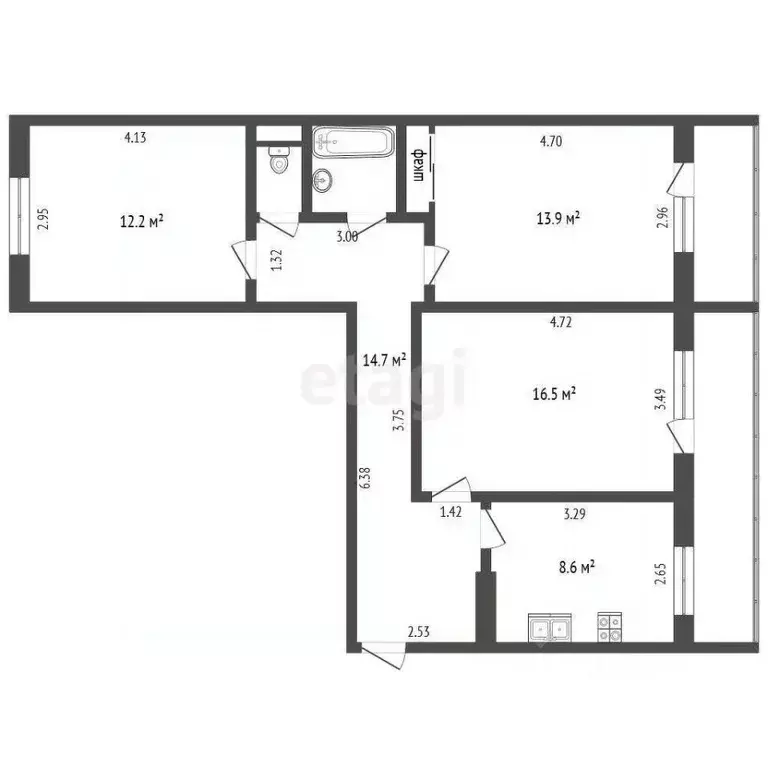 3-к кв. Марий Эл, Йошкар-Ола ул. Димитрова, 58 (73.7 м) - Фото 2