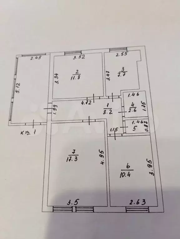 3-к. квартира, 60 м, 1/1 эт. - Фото 0