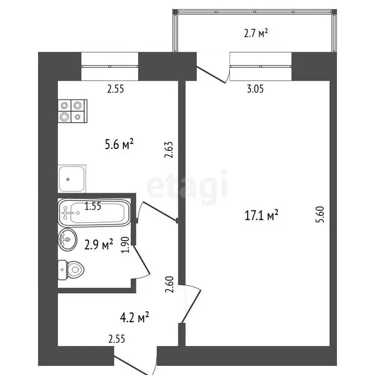 1-комнатная квартира: Стерлитамак, улица Худайбердина, 95 (29.8 м) - Фото 1