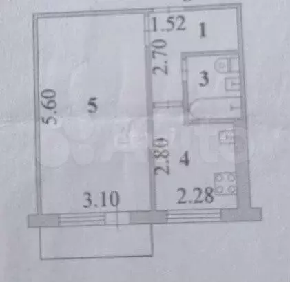 1-к. квартира, 31 м, 3/5 эт. - Фото 0