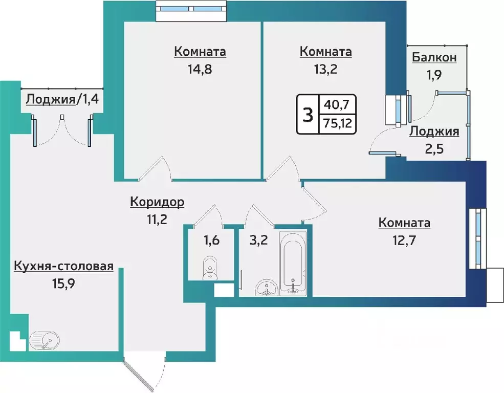 3-к кв. Удмуртия, Ижевск ул. 40 лет Победы, 123 (75.3 м) - Фото 0