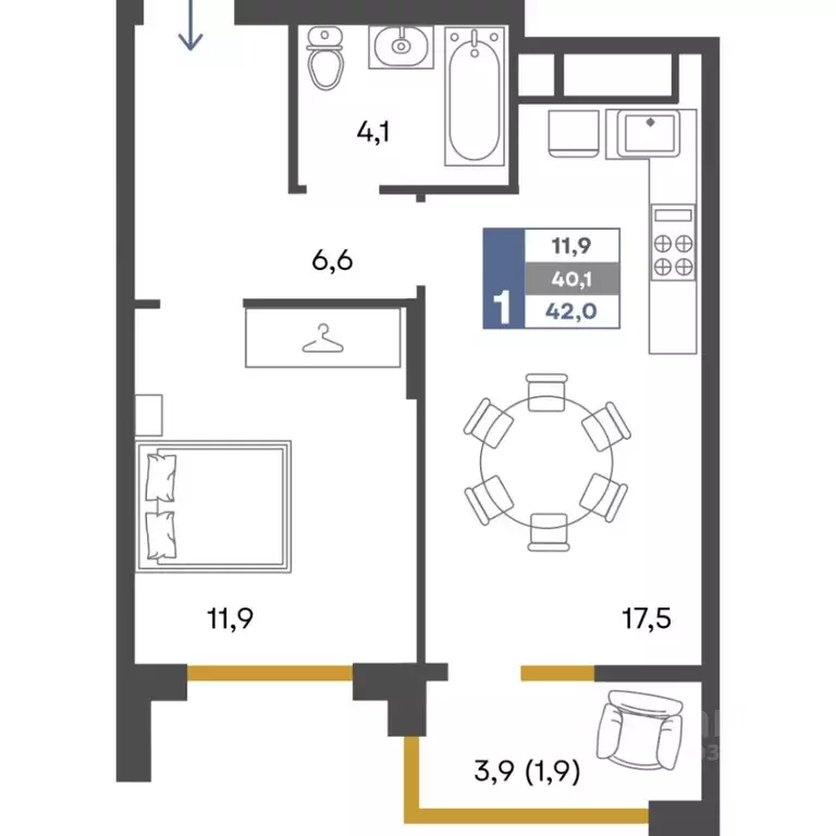 1-к кв. Крым, Симферопольский район, Добровское с/пос, с. Перевальное ... - Фото 1