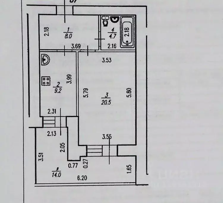 1-к кв. Башкортостан, Уфа Зеленогорская ул., 13 (49.4 м) - Фото 1