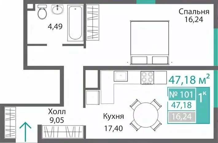 1-к кв. Крым, Симферополь Крымская роза мкр,  (47.18 м) - Фото 0