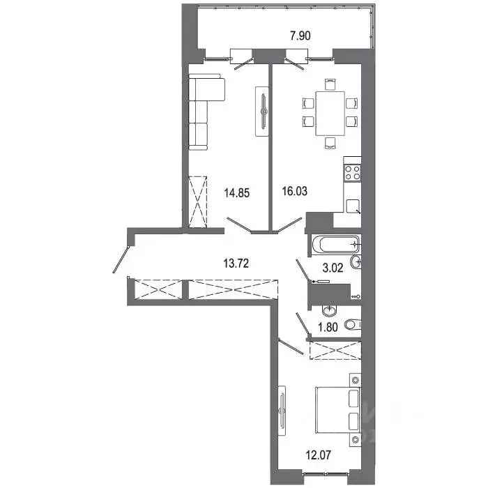 2-к кв. Иркутская область, Иркутск ул. Ивана Доронина, 7 (68.8 м) - Фото 0