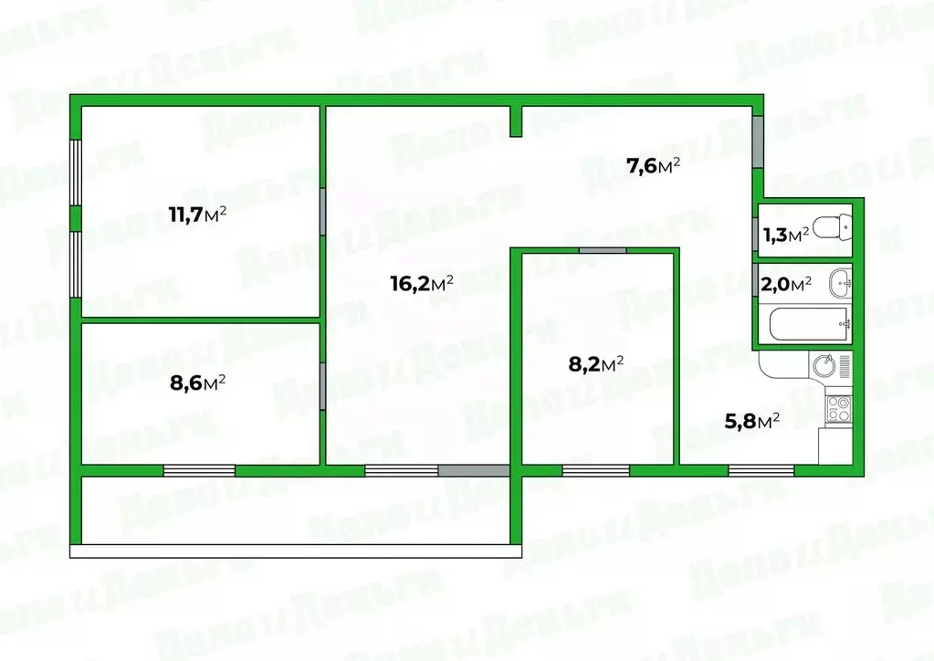 4-к кв. Кировская область, Киров ул. Кольцова, 12 (62.8 м) - Фото 1