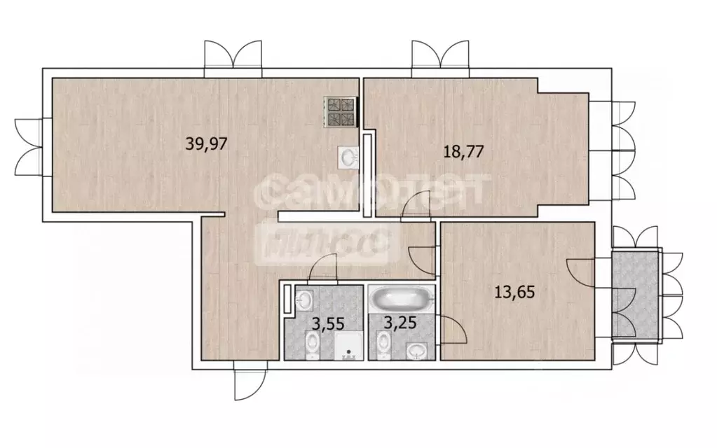 3-к кв. Башкортостан, Уфа ул. Аксакова, 18 (75.3 м) - Фото 1