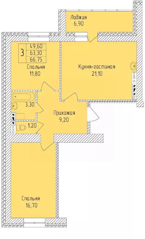 3-к кв. Белгородская область, Старый Оскол Степной мкр,  (66.75 м) - Фото 0