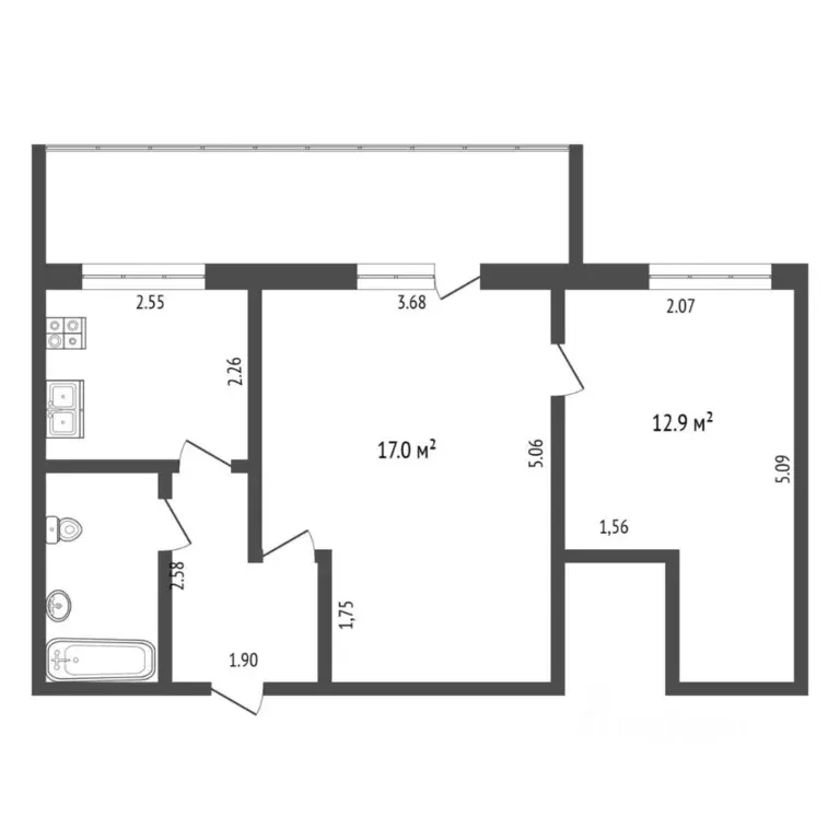 2-к кв. Тюменская область, Тюмень ул. Котовского, 55А (43.4 м) - Фото 2