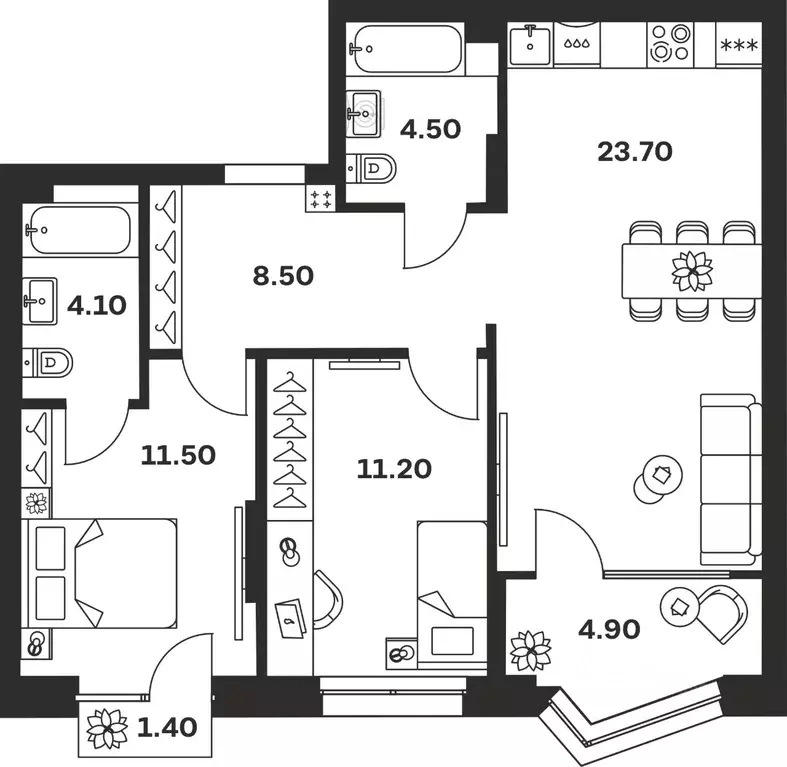 3-к кв. Тульская область, Тула ул. Михеева, 9А (69.8 м) - Фото 0