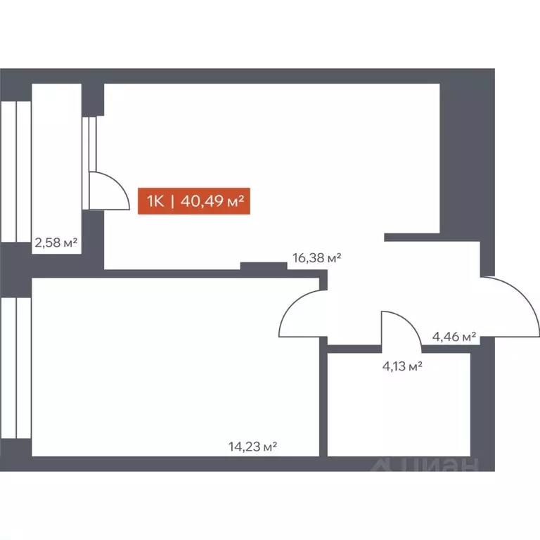 1-к кв. Томская область, Томск Красноармейская ул., 144 (40.49 м) - Фото 1