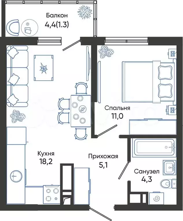 1-к. квартира, 39,9 м, 19/24 эт. - Фото 0