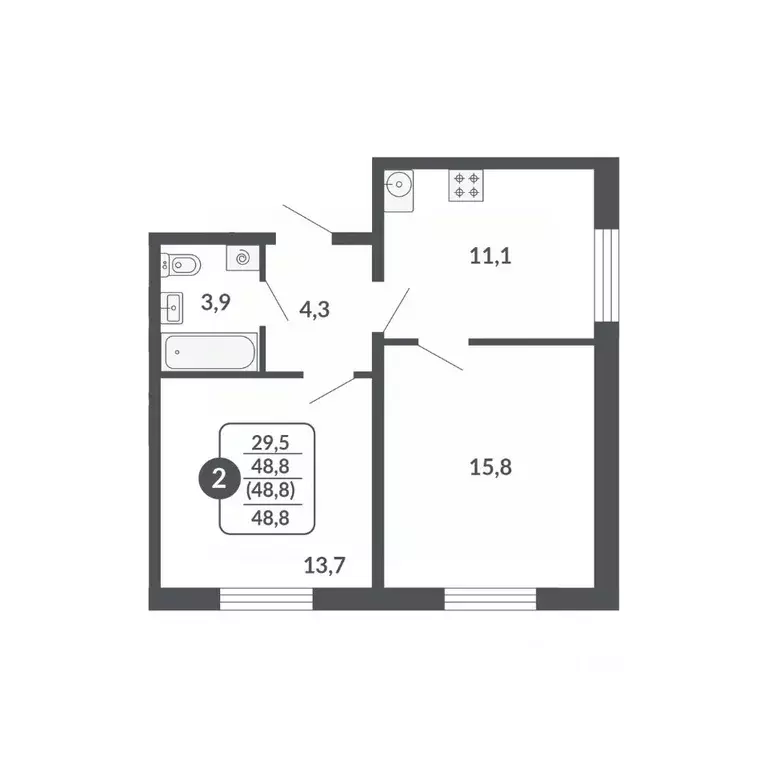 2-к кв. Кировская область, Киров  (48.8 м) - Фото 0