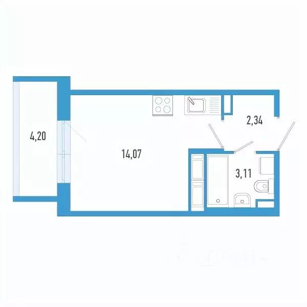 Студия Санкт-Петербург пос. Шушары,  (20.78 м) - Фото 0