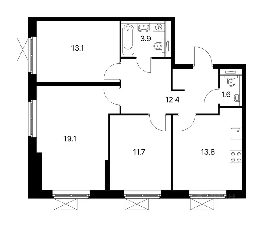 3-к кв. Москва Лобненская ул., 13к1 (75.0 м) - Фото 1