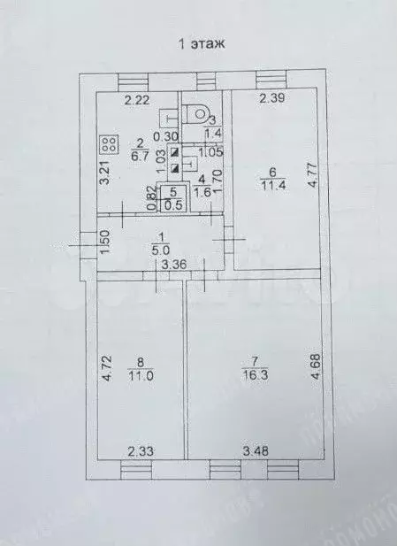 3-к. квартира, 54 м, 1/2 эт. - Фото 0