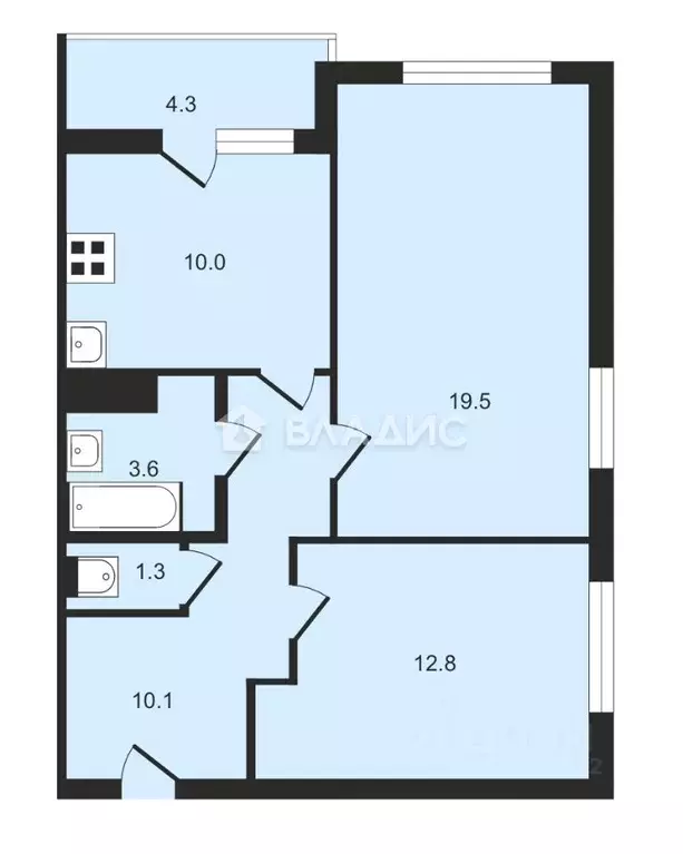 2-к кв. Санкт-Петербург дор. Муринская, 63к2 (57.3 м) - Фото 1