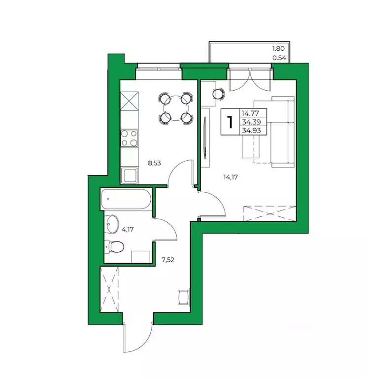 1-к кв. Башкортостан, Уфимский район, Зубовский сельсовет, с. Зубово ... - Фото 1