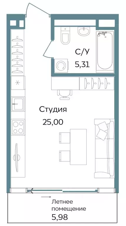 Студия Крым, Саки ул. Морская (36.29 м) - Фото 1