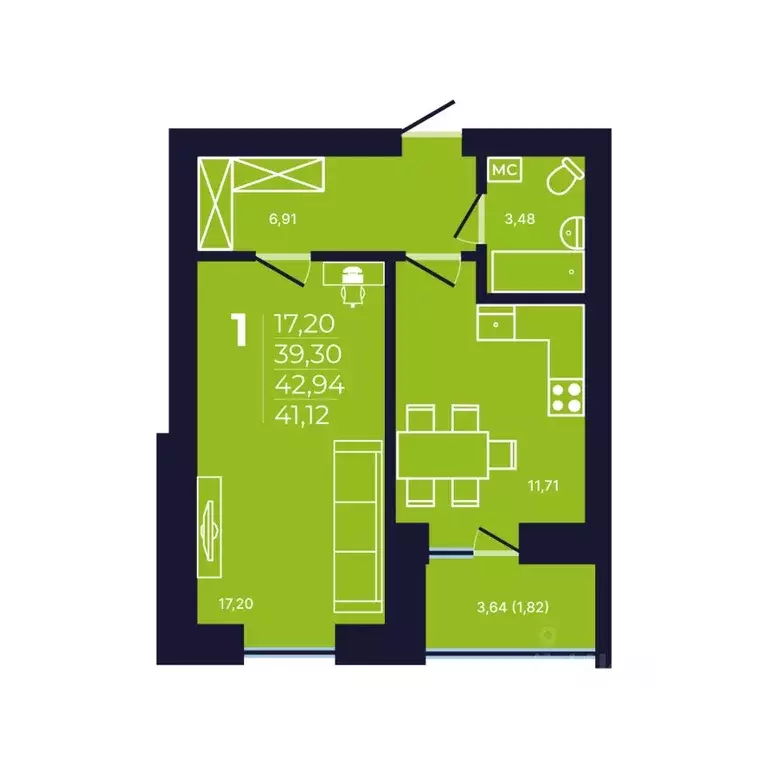 1-к кв. Башкортостан, Уфа ул. Михаила Зайцева, 6 (41.1 м) - Фото 1