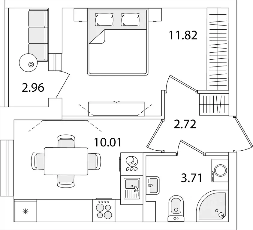 1-к кв. Санкт-Петербург ул. Тамбасова, 5Н (29.74 м) - Фото 0