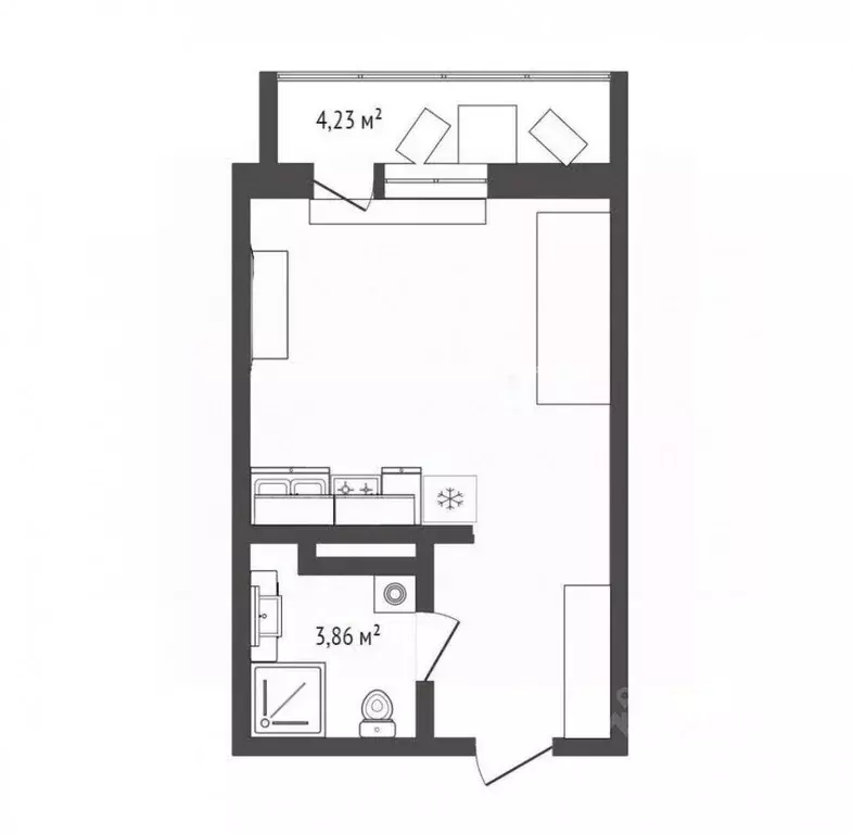 Студия Тюменская область, Тюмень Антипино мкр, ул. Александра Пушкина, ... - Фото 2