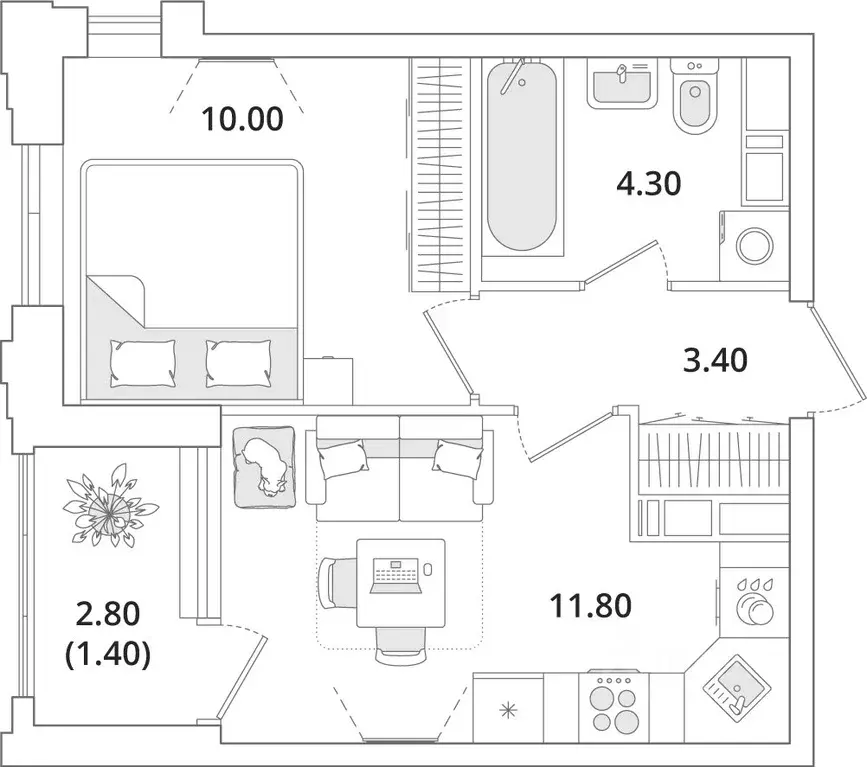 1-к кв. Санкт-Петербург Планерная ул., 99 (30.9 м) - Фото 0