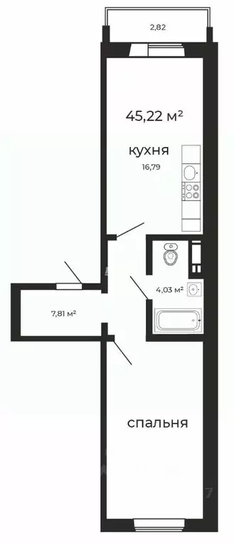 1-к кв. Челябинская область, Челябинск ул. 40-летия Победы, 52 (45.0 ... - Фото 2