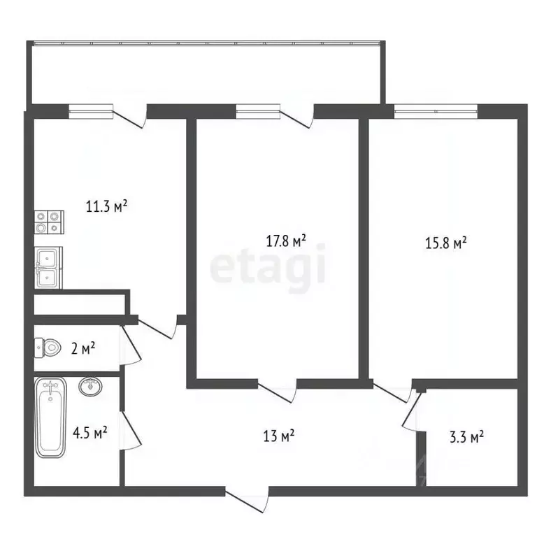 2-к кв. Санкт-Петербург ул. Шкапина, 9-11 (67.4 м) - Фото 2