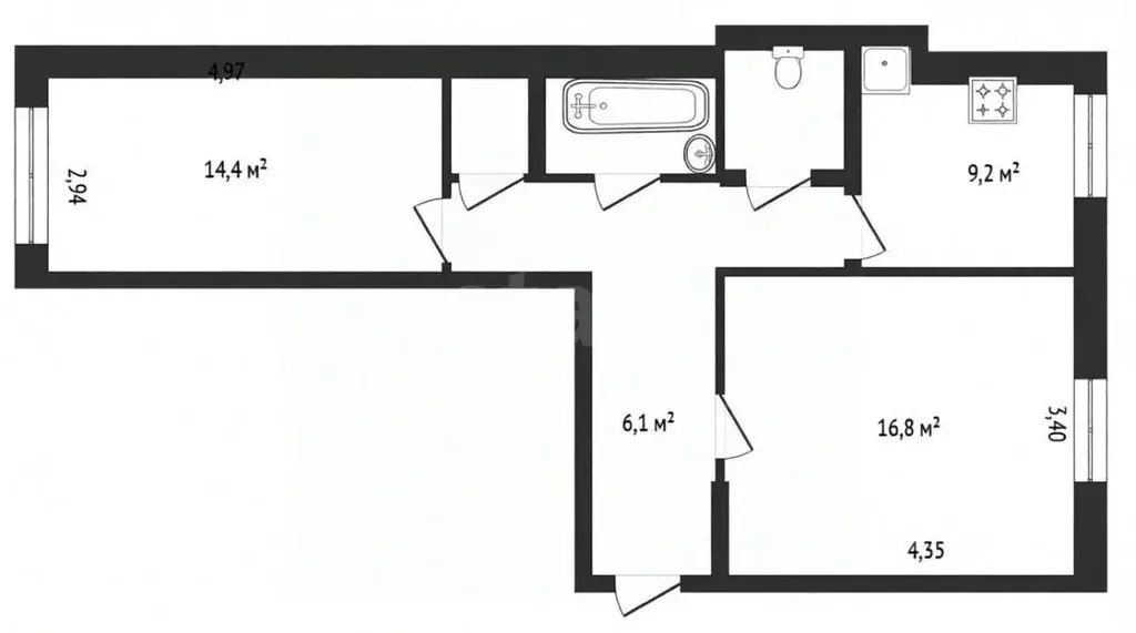 2-к кв. Ярославская область, Ярославль ул. Володарского, 37/75 (59.0 ... - Фото 2