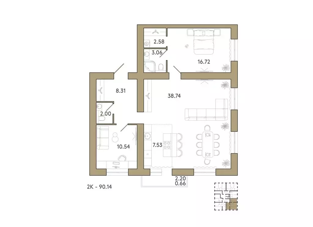 2-комнатная квартира: Пенза, 2-й проезд Свердлова, 25А (90.14 м) - Фото 1