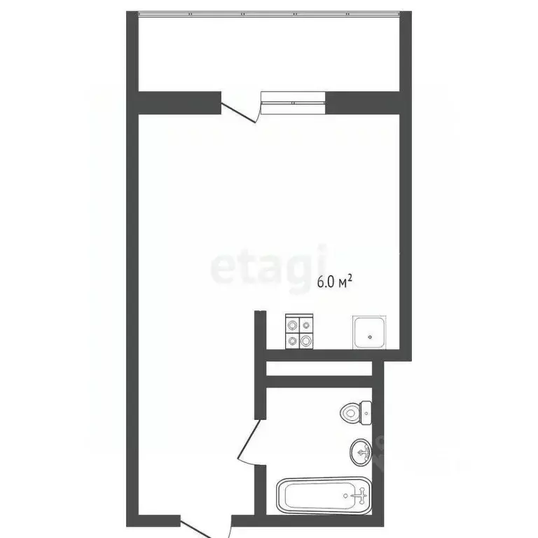 Студия Тюменская область, Тюмень ул. Фармана Салманова, 10 (25.9 м) - Фото 2