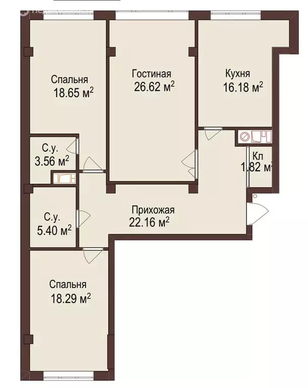 3-комнатная квартира: Нальчик, улица Тарчокова, 131 (112.6 м) - Фото 0