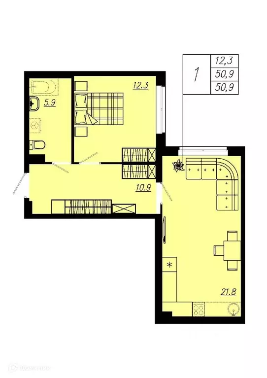Продаётся 1-к квартира, 49.9 м - Фото 0