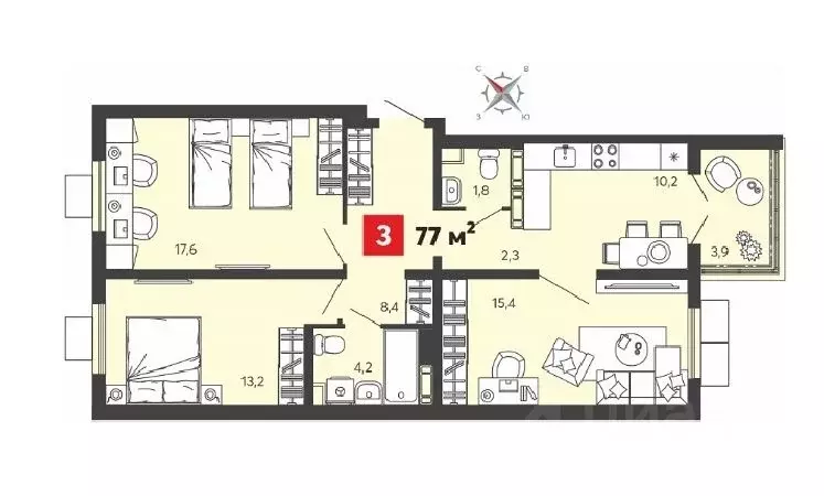 3-к кв. Пензенская область, Пензенский район, Засечный сельсовет, с. ... - Фото 1