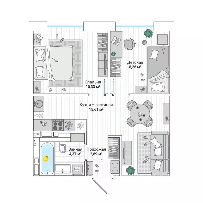 2-к кв. Приморский край, Владивосток ул. Нейбута (42.2 м) - Фото 1