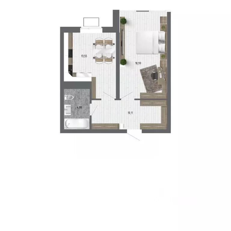 1-к кв. Воронежская область, с. Новая Усмань ул. Ленина, 312А (45.2 м) - Фото 1