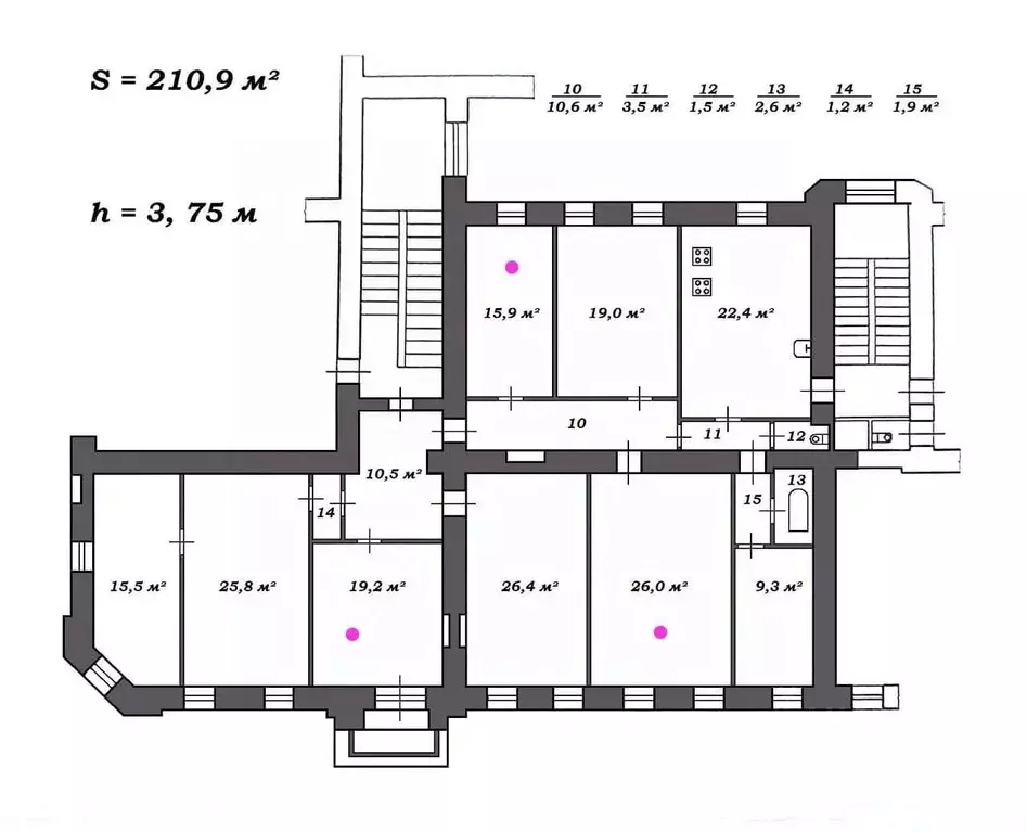 Комната Санкт-Петербург ул. Писарева, 18Б (61.1 м) - Фото 1